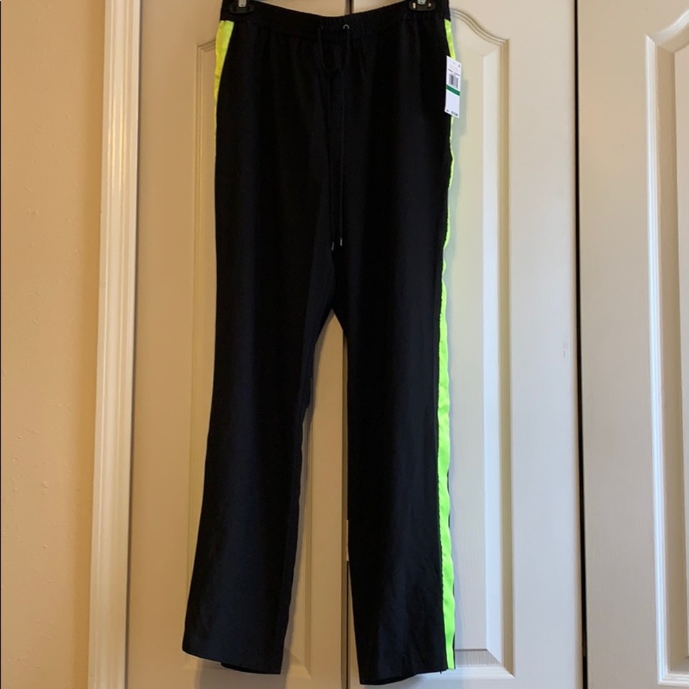 Michael Kors Black Joggers Green Stripe Size Large